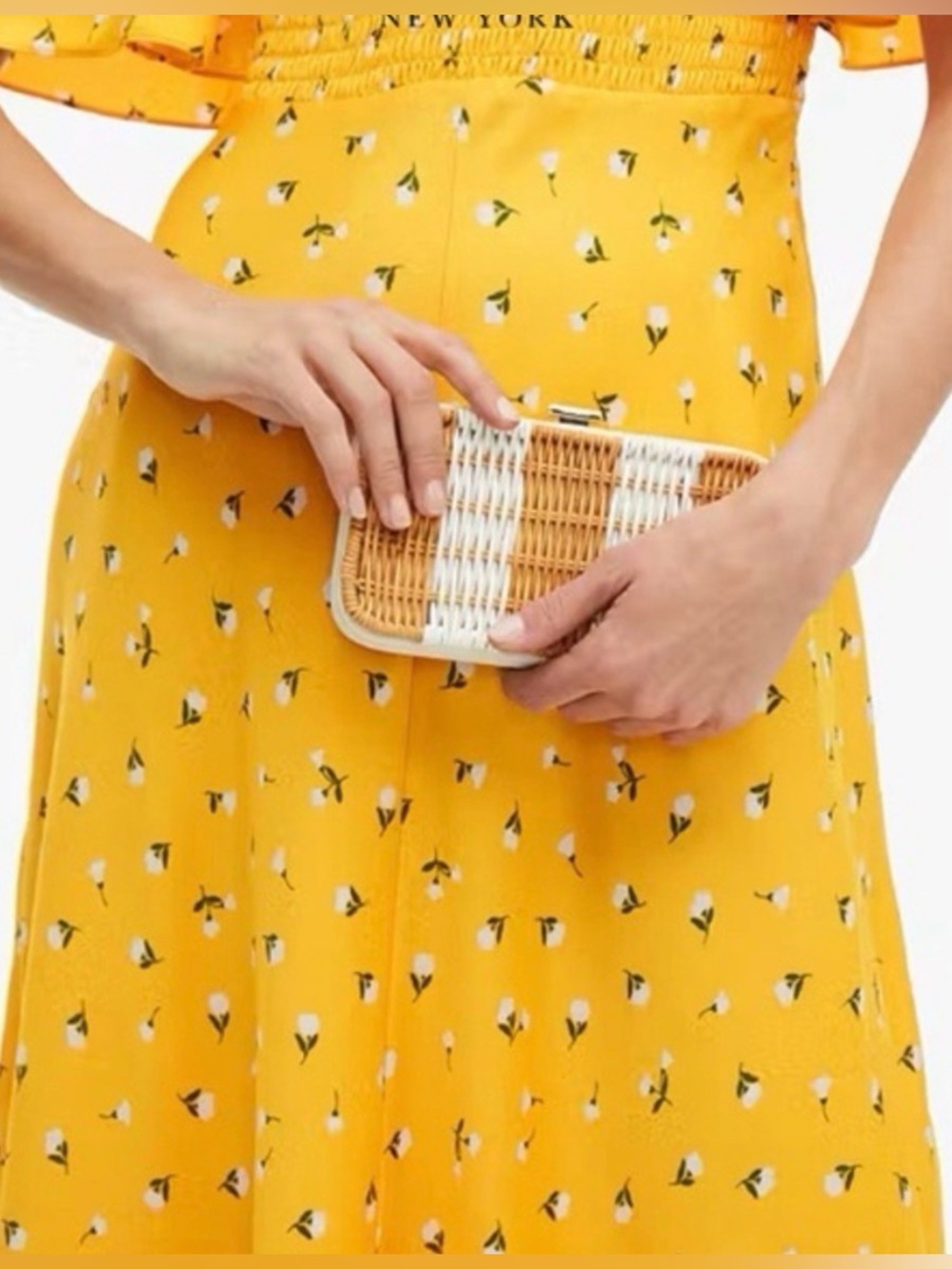 NWT Kate Spade Kitt Wicker Clutch Crossbody Optic White Tan PXRU0413 - Picture 8 of 8
